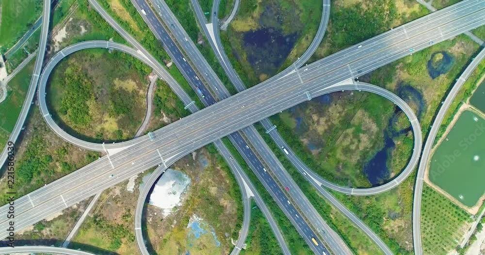 aerial view of highway interchange aerial view of highway interchange