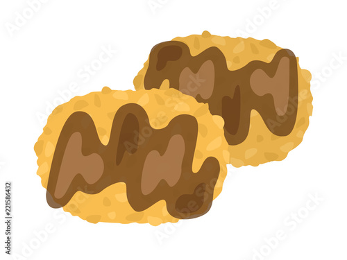 ソースのかかったコロッケのイラスト