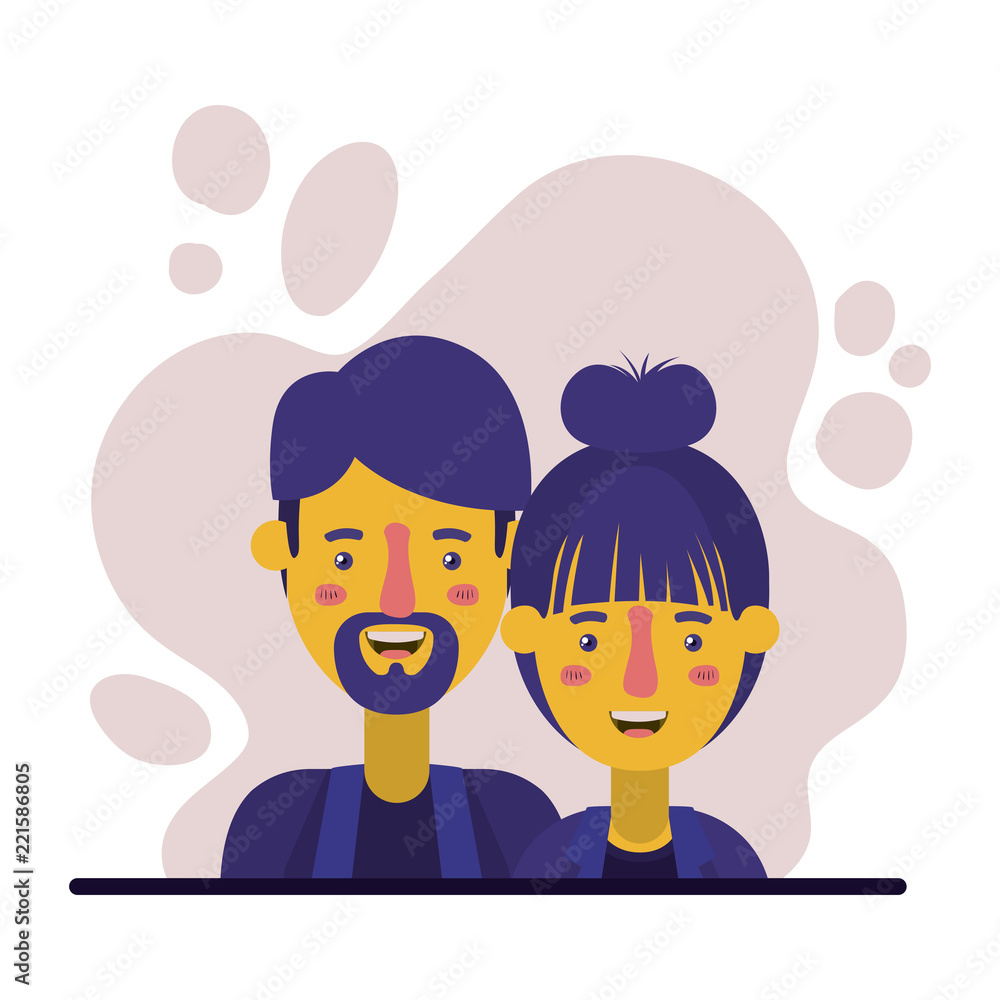 Fototapeta premium couple characters with paint splash background