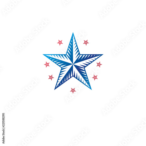 Military Star emblem, victory award symbol.  Heraldic Coat of Arms decorative logo isolated vector illustration.