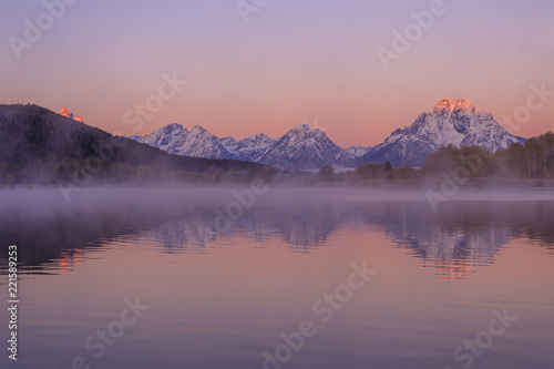 Sunrise Reflection of the Tetons in Autumn