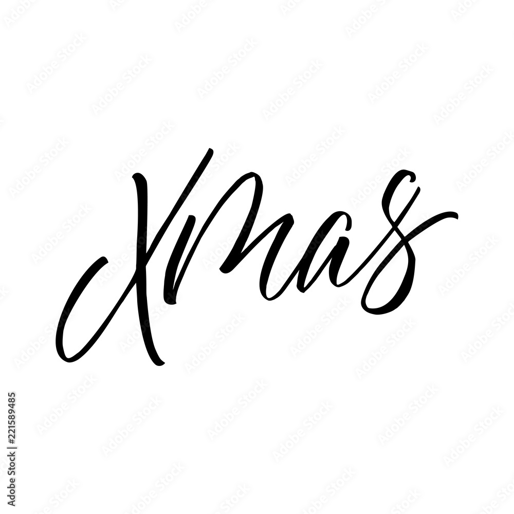 X-mas - calligraphic vector sign. X-mas - calligraphic vector sign.