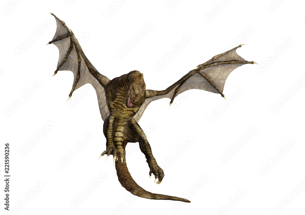 3D Rendering Fantasy Dragon on White 3D Rendering Fantasy Dragon on White