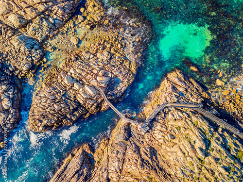 Aerial photograph of Canal Rocks in Yallingup, between the towns of Dunsborough and Margaret River in the South West region of Western Australia, Australia. photo