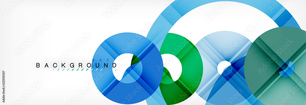 Obraz premium Kolorowe pierścienie na szarym tle, nowoczesny wzór geometryczny wzór. Wektor biznes lub prezentacja szablon projektu technologii, wzór broszury lub ulotki lub geometryczny baner internetowy