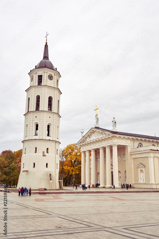 Bell Tower of Vilnius Cathedral in the autumn