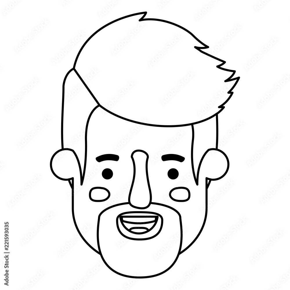 young man head with beard avatar character young man head with beard avatar character