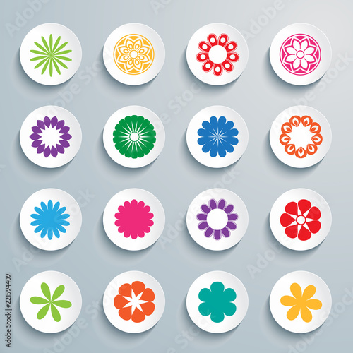 Colorful flower icon set