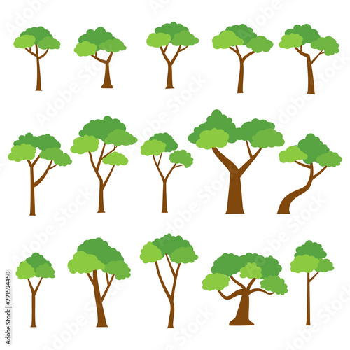 Collection of trees vector on white background