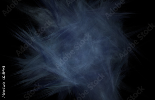 Abstract colorful blue fractal lines on black background. Fantasy fractal texture. Digital art. 3D rendering. Computer generated image.