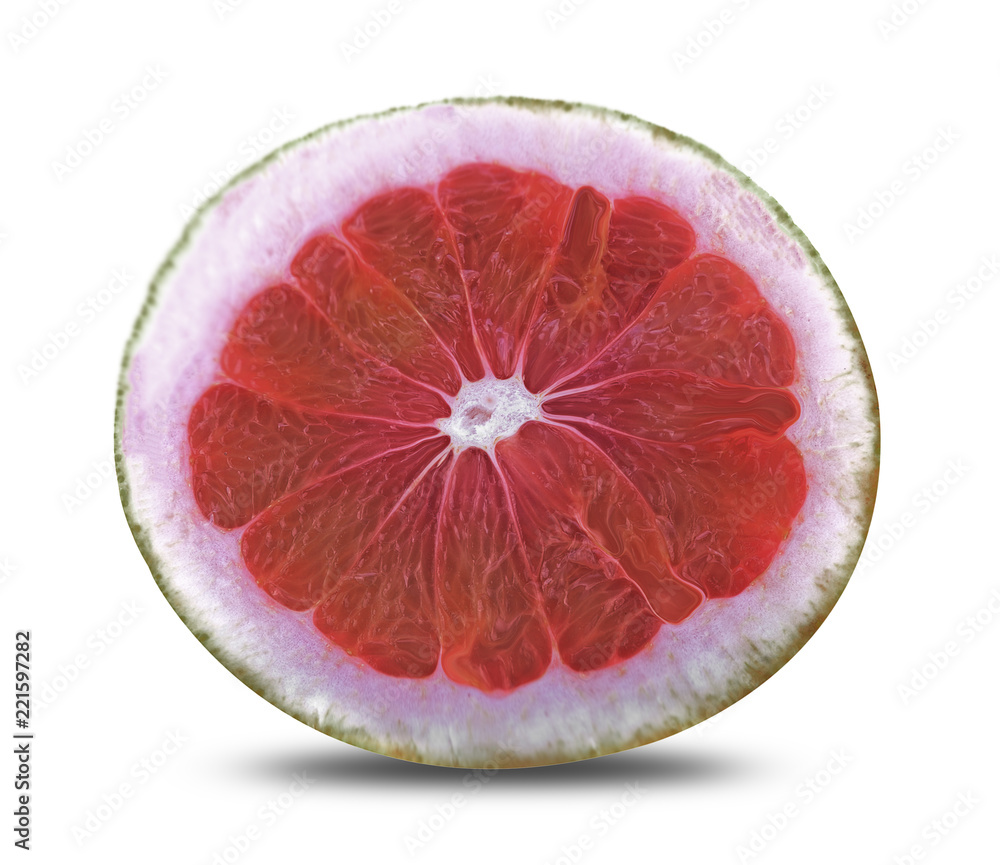 half of red pomelo isolated on white background half of red pomelo isolated on white background