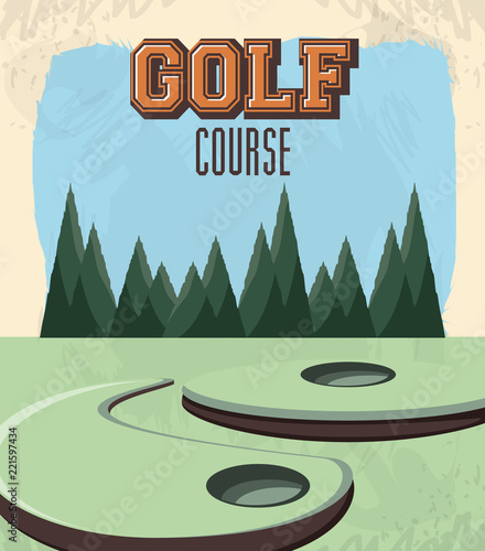 golf club label with course