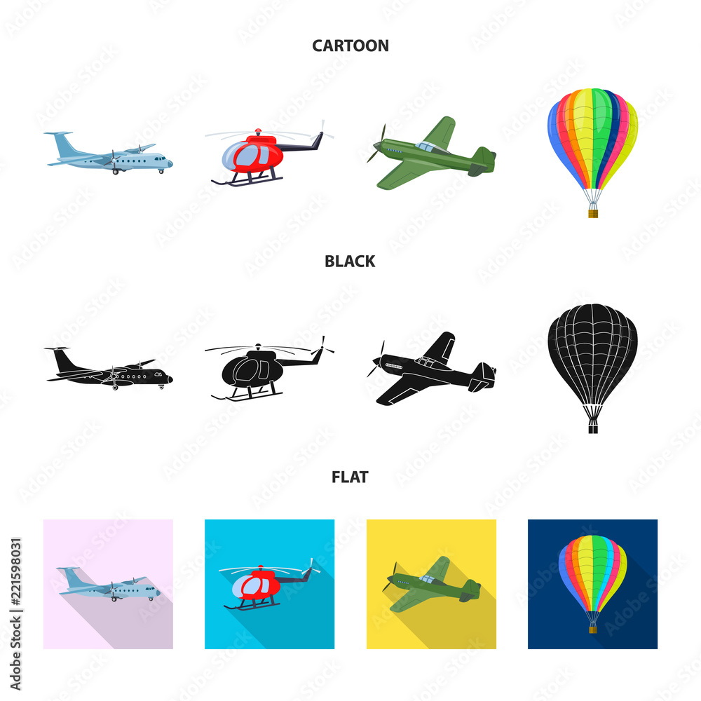 Isolated object of plane and transport symbol. Collection of plane and sky vector icon for stock.