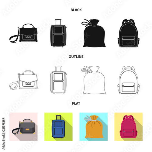 Isolated object of suitcase and baggage icon. Collection of suitcase and journey stock symbol for web.