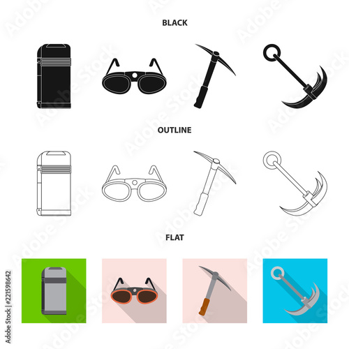 Isolated object of alpinism and peak logo. Collection of alpinism and camp vector icon for stock.