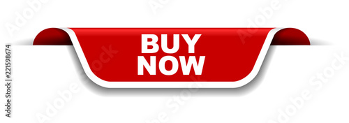 red and white banner buy now