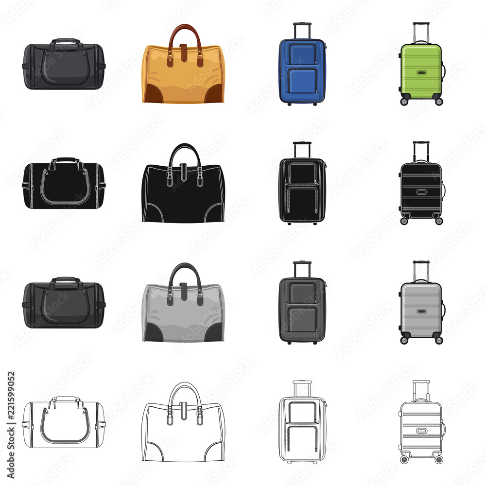 Isolated object of suitcase and baggage logo. Collection of suitcase and journey vector icon for stock. Isolated object of suitcase and baggage logo. Collection of suitcase and journey vector icon for stock.