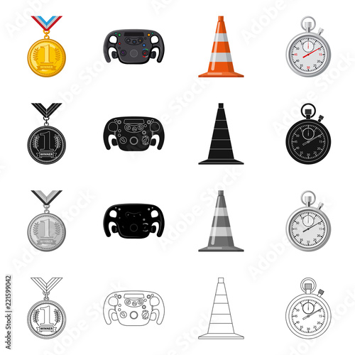 Vector design of car and rally symbol. Collection of car and race vector icon for stock.
