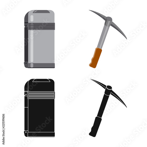 Vector design of alpinism and peak icon. Set of alpinism and camp stock vector illustration.