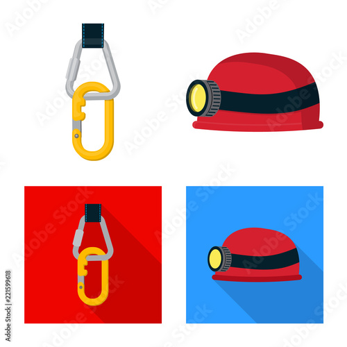 Isolated object of alpinism and peak symbol. Collection of alpinism and camp stock symbol for web.