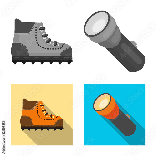 Vector design of alpinism and peak symbol. Collection of alpinism and camp stock vector illustration.