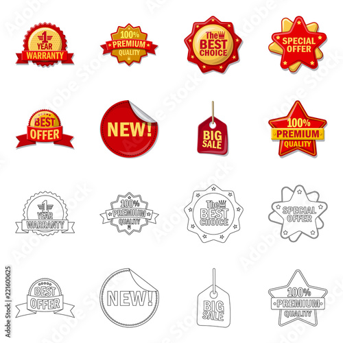 Isolated object of emblem and badge symbol. Collection of emblem and sticker vector icon for stock.