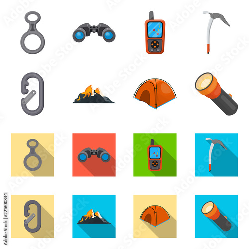 Isolated object of alpinism and peak logo. Collection of alpinism and camp stock symbol for web.