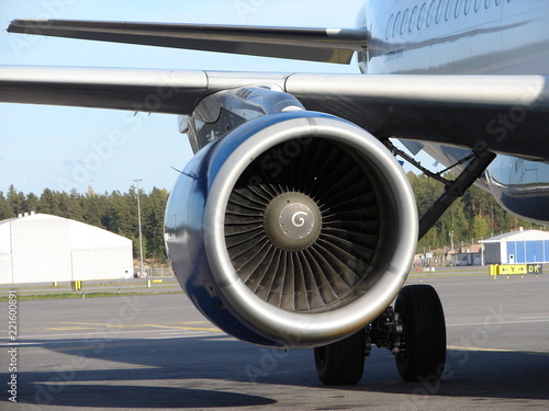 Close up of the engine of plane