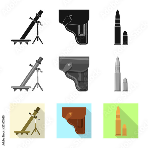 Vector design of weapon and gun symbol. Collection of weapon and army stock symbol for web.