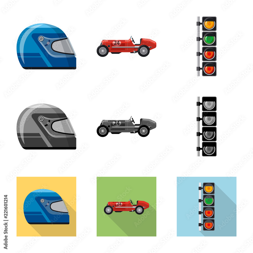 Naklejka premium Vector design of car and rally symbol. Collection of car and race vector icon for stock.