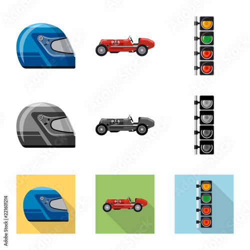 Vector design of car and rally symbol. Collection of car and race vector icon for stock.