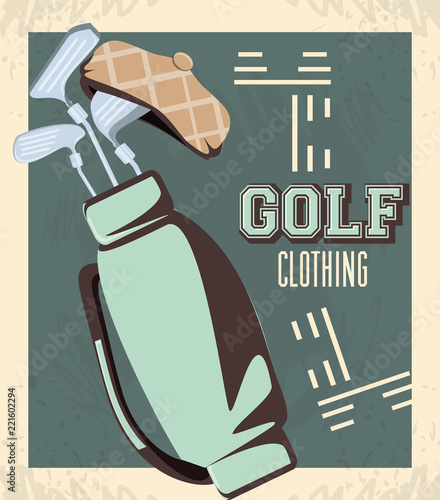 golf club label with caddy bag