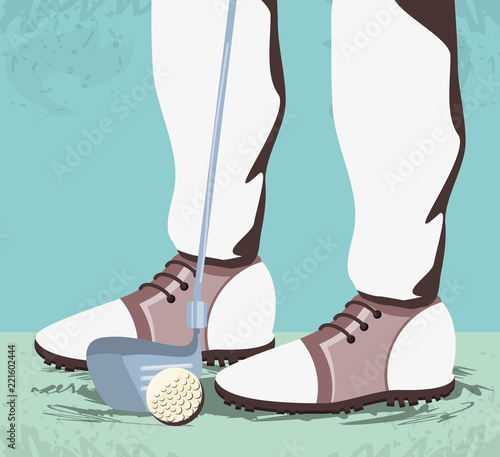 golfer feet on golf course 