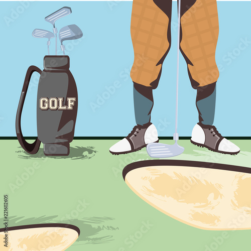 golfer feet on golf course 