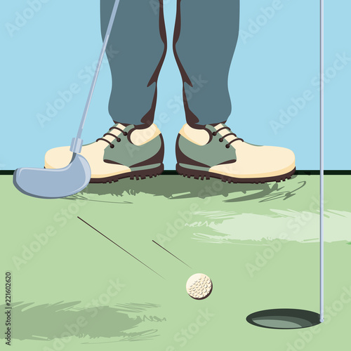 golfer feet on golf course 