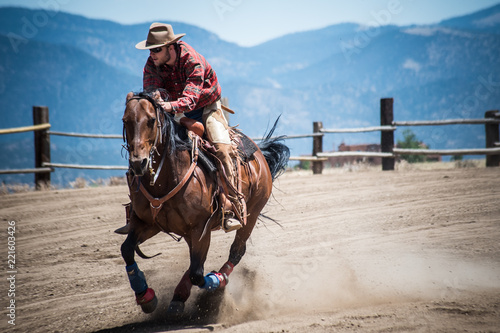 Cowboy Gallops Horse