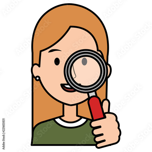 woman with search magnifying glass