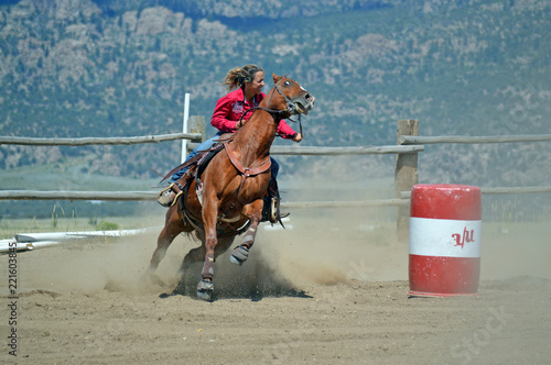 Wallpaper Mural Cowgirl on Chestnut Horse Barrel Racing Torontodigital.ca