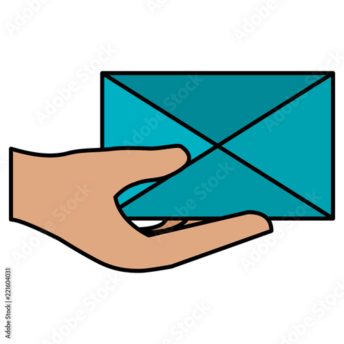 hand with envelope mail