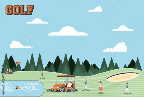 golf players people in the course