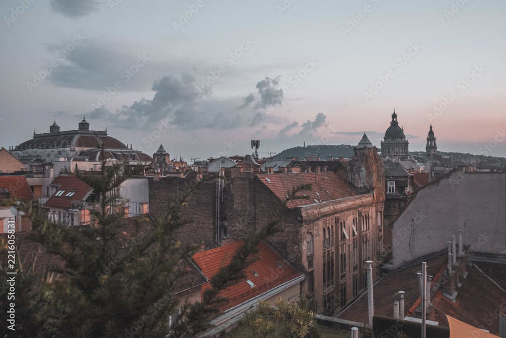 Aerial view of Budapest from a rooftop, Hungary	