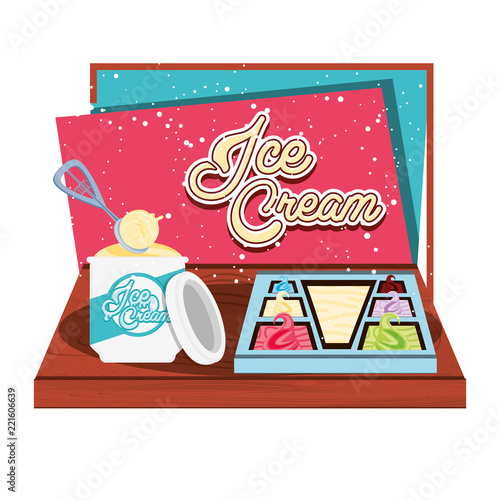 ice cream tray with ladle