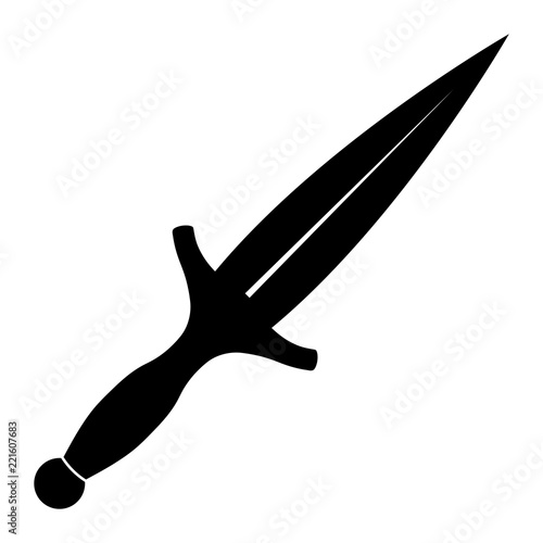 Photographie Simple, flat, black silhouette dagger icon. Isolated on white