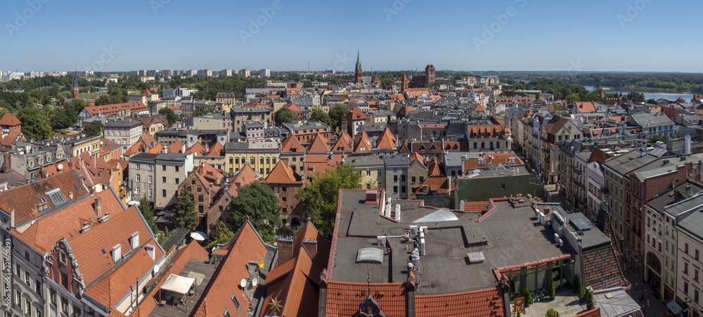 Torun city panoramic view from clock tower - Poland