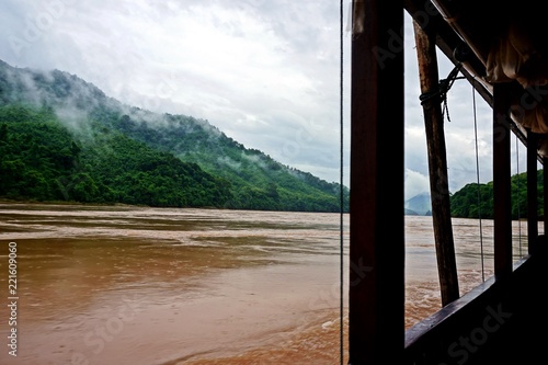 slow boat cruise at Mekong river  Laos