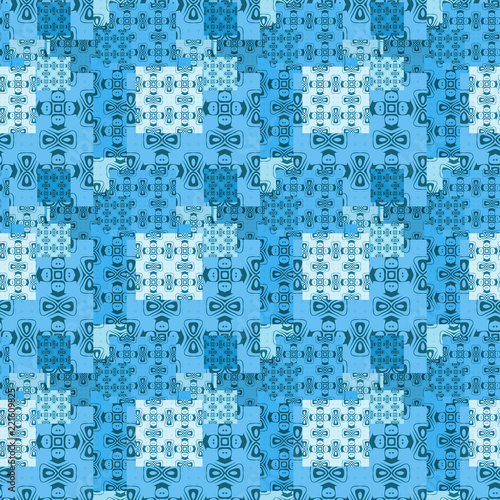 Seamless background pattern with colored varied squares. © Veta