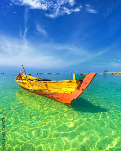 Traditional boat with Clean sea wonderfull Indonesia 