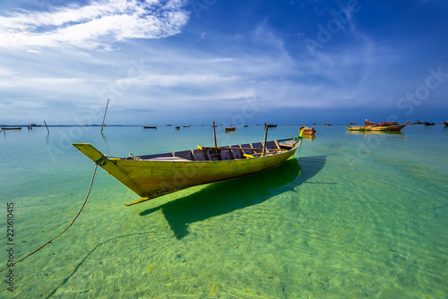 Traditional boat with Clean sea wonderfull Indonesia 