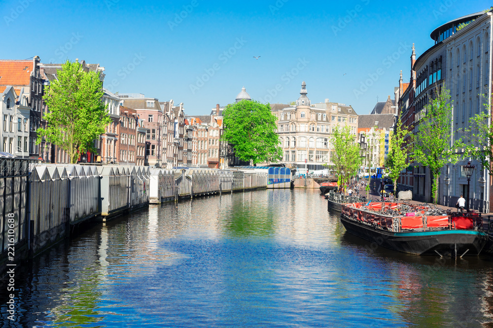 Singel canal in the center of Amsterdam, Netherlands