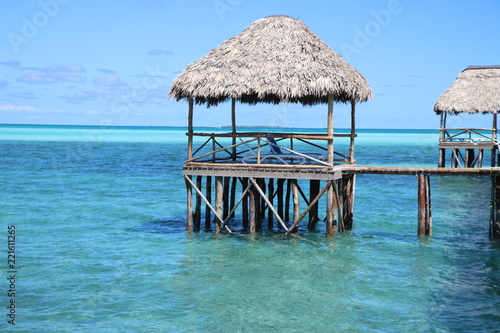 Beautiful gazebo in the Blue water. Perfect summer vacation